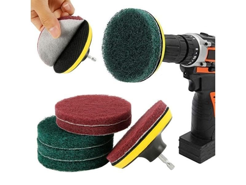 8Pcs 4 Inch Electric Drill Brush Scrub Pads Grout Power Drills Scrubber Carousel 1