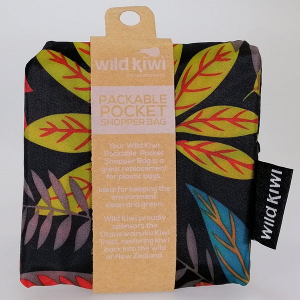 Wild Kiwi Packable Pocket Shopping Bag - Ferns Carousel 2