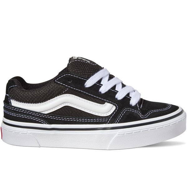 Vans Kids Boys Girls Caldrone Canvas Low Rise Trainers - Black/White - 2.5 UK Carousel 1
