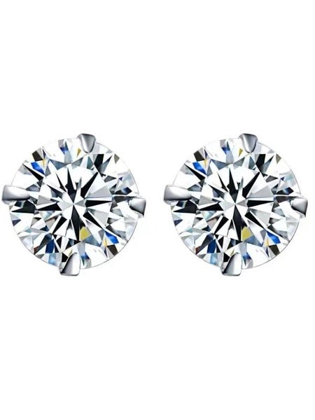 925 Sterling Silver 1.0 Carat Diamond Earrings Carousel 1