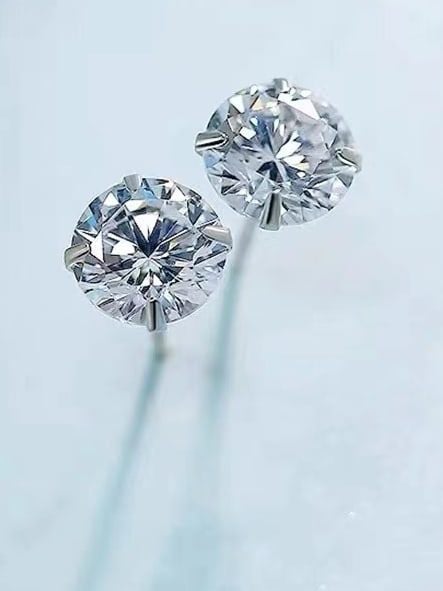 925 Sterling Silver 1.0 Carat Diamond Earrings Carousel 2