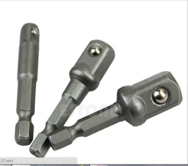 3 Size Socket Adapter Set Hex Shank Driver BIts Carousel 1