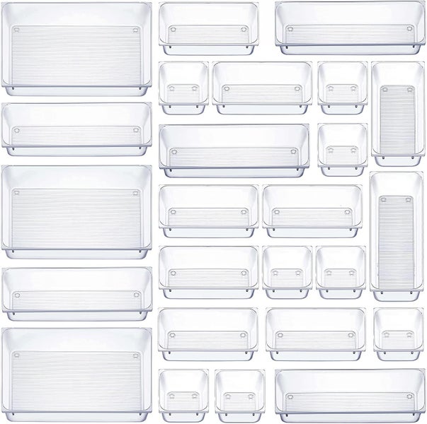 25Pcs Mixed Sizes Rectangular Clear Storage Box Carousel 1
