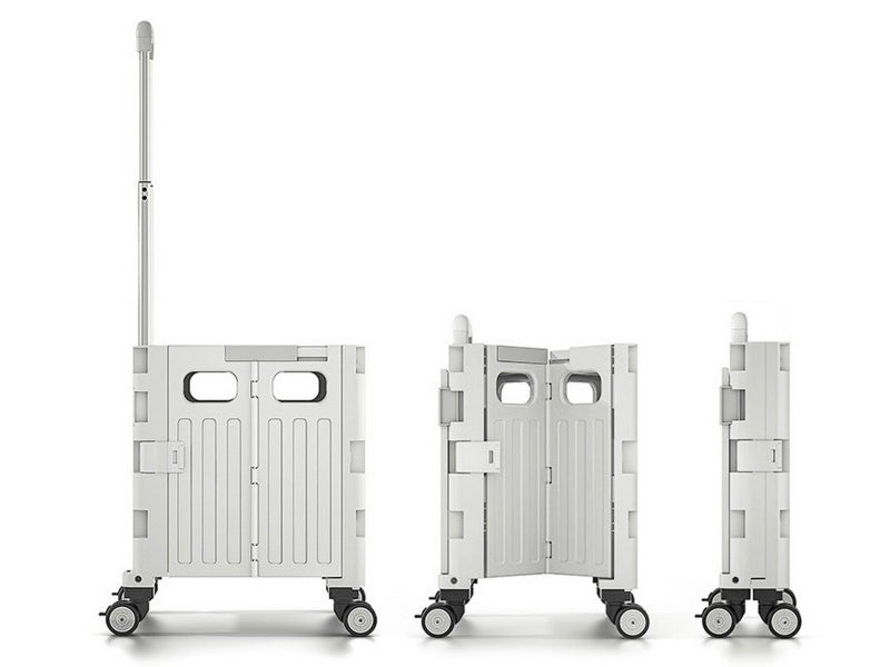 Folding Utility Cart Rolling Crate Handcart with Lid for Camping Shopping Grey Carousel 5