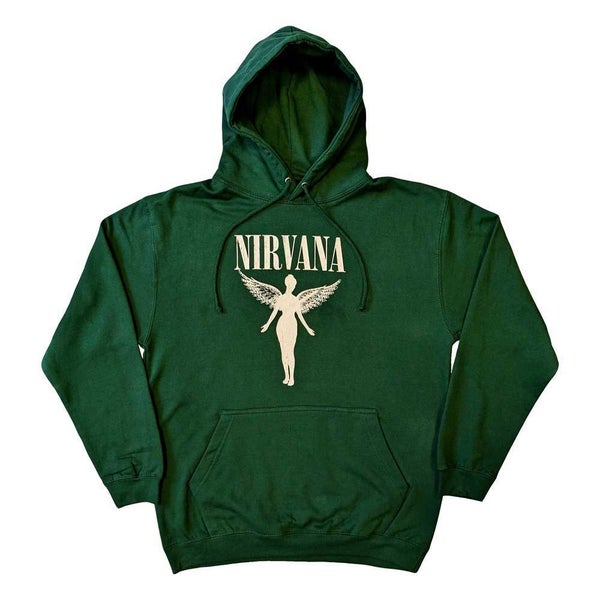 Nirvana Hoodie Angelic Mono Band logo new Official Unisex Green Pullover Carousel 1