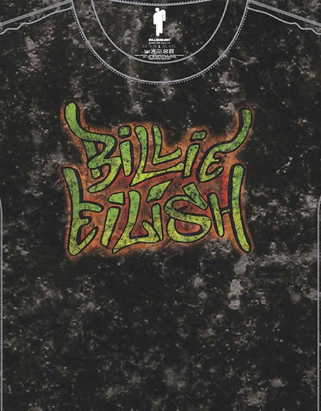 Billie Eilish T Shirt Graffiti Logo new Official Unisex Black Snow Wash Carousel 2