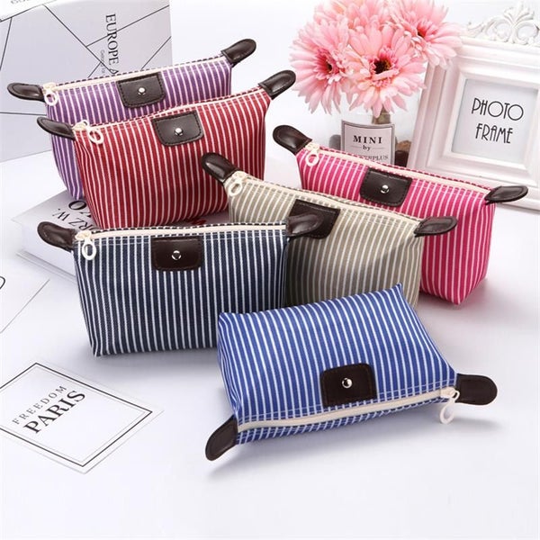 Travel Portable Bag Striped Folding Dumplings Shape Wash Bags for Carousel 2