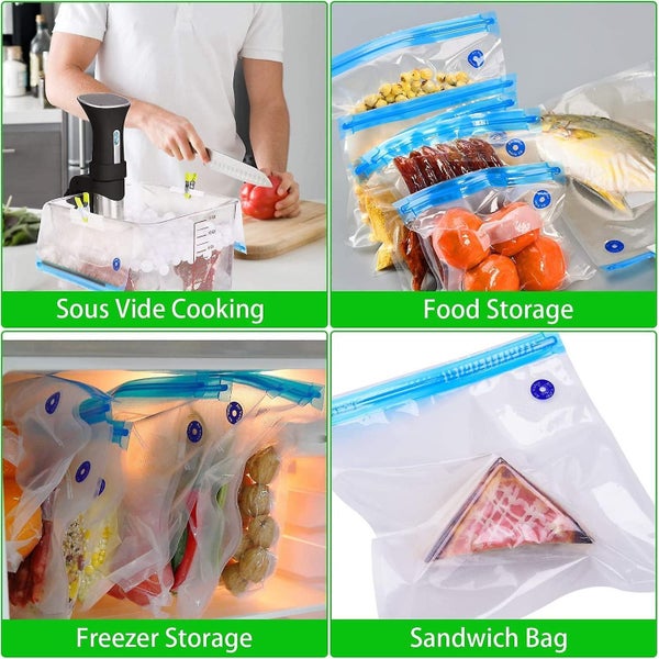 Sous Vide Bags for Anova or Joule Cookers (10 Small) Reusable Food Vacuum  Sealer Bags 