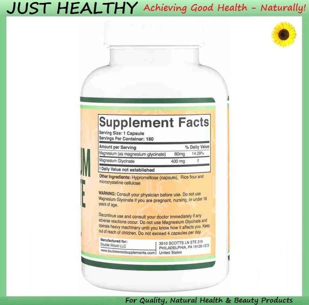 MAGNESIUM GLYCINATE - 400 mg - 180 VEGE CAPSULES Carousel 2