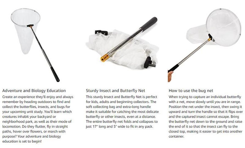 Insect and Butterfly Net with 12\\\\\\\" Ring,24\\\\\\\" Net Depth,Handle Extend Carousel 2