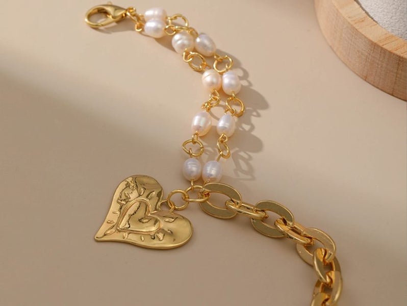 Bracelet Heart Pendant Pearl 18K Gold Plated Bracelet Carousel 3