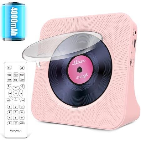 Portable Bluetooth CD Player 4000mAh Music Player HiFi Speaker Remote Control Carousel 1