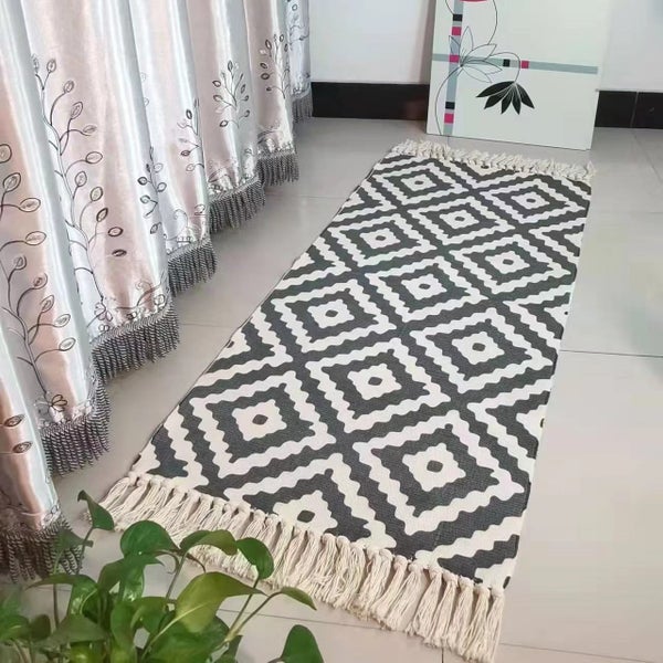 Cotton Area Rug ,woven Fringe Throw Rugs Print Tassel Rugs Carpet 40*60cm Carousel 1