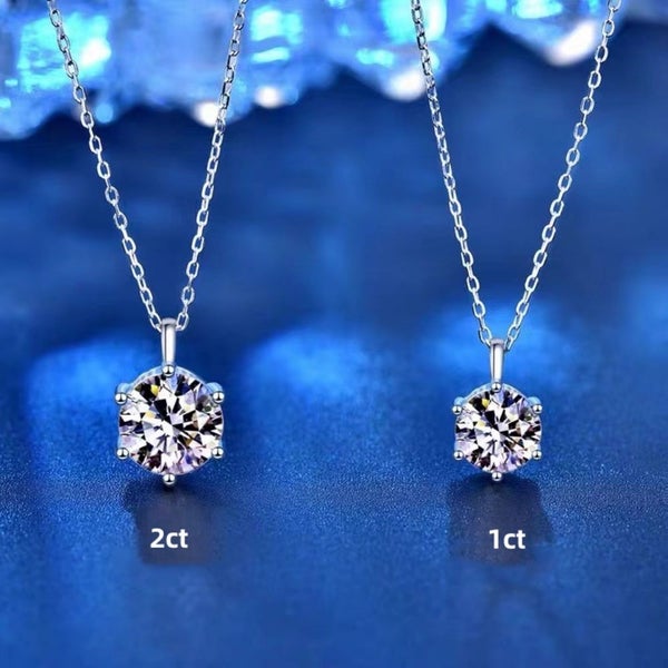 Sale: 2ct Moissanite Diamond Pendant Necklace S925 Silver 18K White Gold Plated62934711244290113