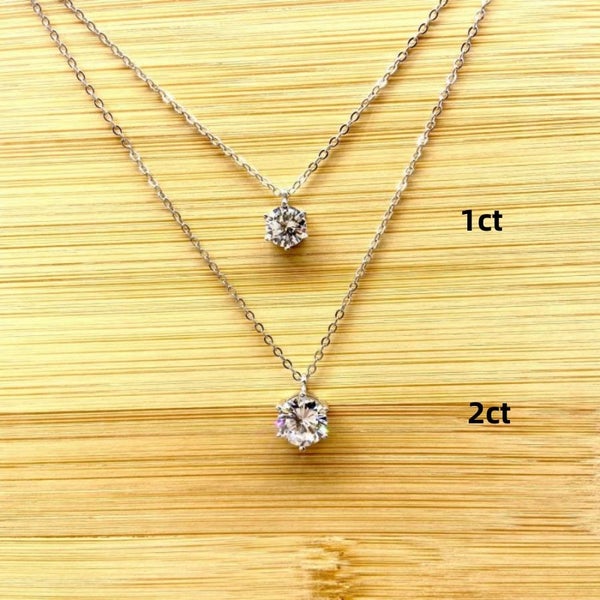 Sale: 2ct Moissanite Diamond Pendant Necklace S925 Silver 18K White Gold Plated62934711244290114