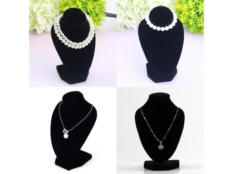 Fashion Necklace Jewelry Pendant Display Stand Holder Black Mannequin Show Carousel 1
