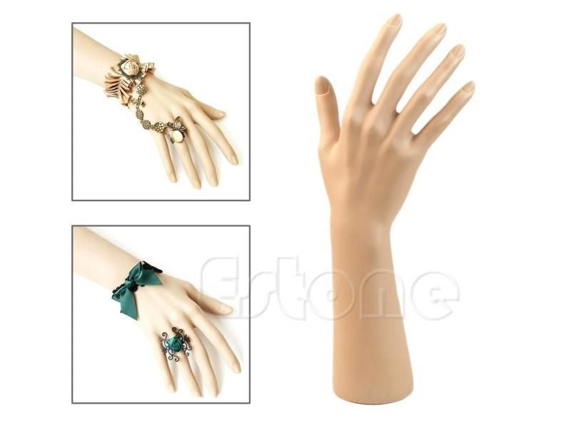 Nail Art Fake Model Watch Ring Bracelet Gloves Stand Mannequin Hand Carousel 1