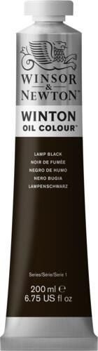 Winsor & Newton Winton Oil Paint 200ml LAMP BLACK Carousel 1