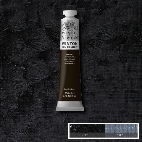 Winsor & Newton Winton Oil Paint 200ml LAMP BLACK Carousel 2