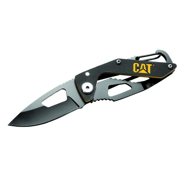 Cat 135mm Folding Skeleton Knife with Black Blade and Carabiner Carousel 1
