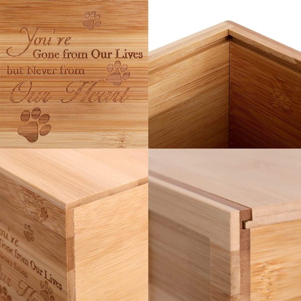 Pet Urn Keepsake Boxes Dog Memorial with Picture Wood Casket Cat Urns for Ashes Carousel 2