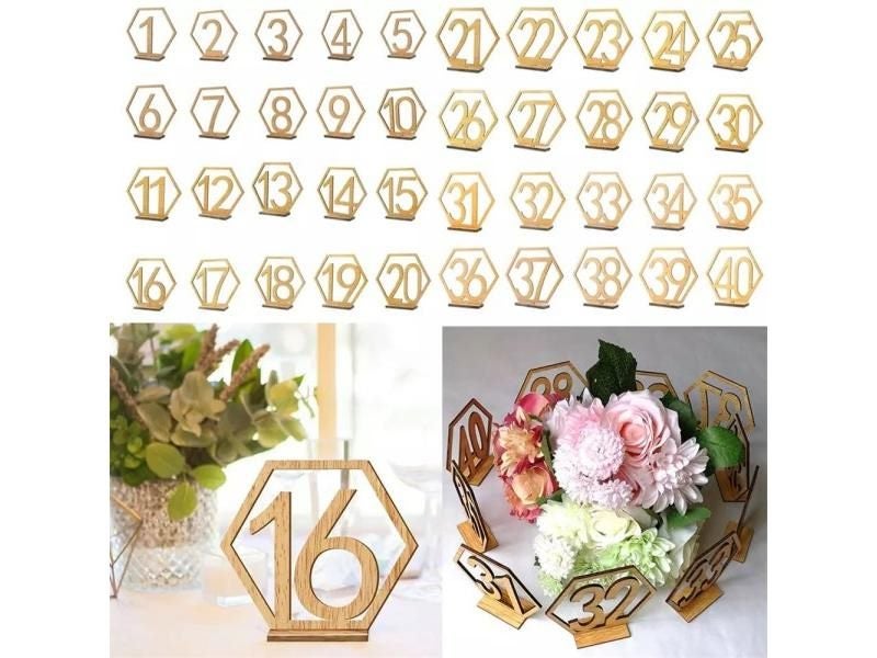 Wooden Hexagon Signs For Wedding Wooden Table Numbers Birthday Party And Carousel 1