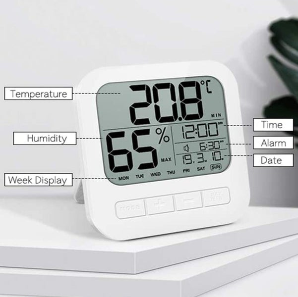TODO Digital Thermometer Hygrometer Temperature Humidity Alarm Clock C/ F %Rh Carousel 4