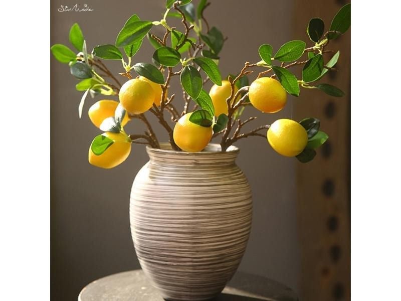 SunMade Luxury Lemon Fruit Branch With Green Leaves Artificial Flowers Carousel 1