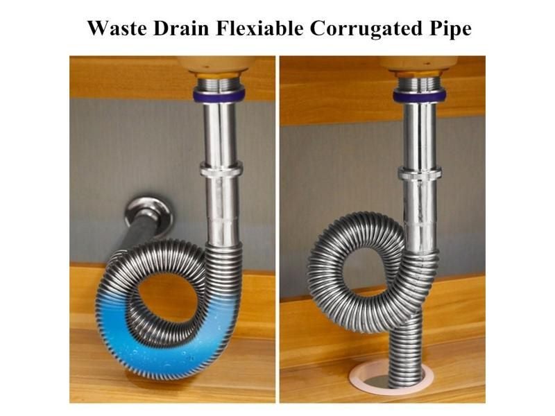 Waste Drain Flexiable Corrugated Pipe For Bathroom Kitchen Sink Drainer Carousel 1