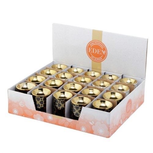 Ceramic Mini Oil Burner - Eden Metallic Gold Geometric (Box of 20) Carousel 6