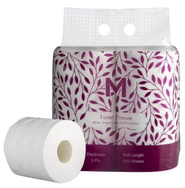 Luxury Unwrapped Toilet Tissue - White, 3 Ply, 250 Sheets (Pack of 48) Carousel 1