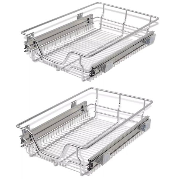 Pull-Out Wire Baskets Silver 400 Mm 2 Pcs Carousel 1