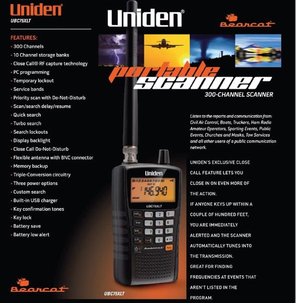 UNIDEN UBC-75XLT UBC75XLT 25 - 88, 108-174, 400-512 MHz Handheld Scanner Carousel 2