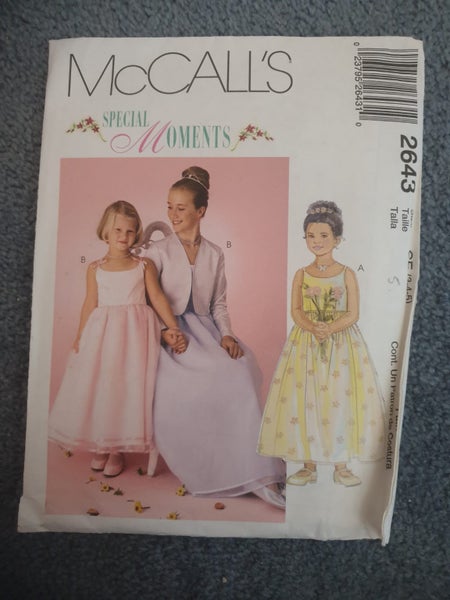 MCCALLS 2643 SPECIAL MOMENTS BRIDESMADE DRES S & BOLERO 3 - 5 Carousel 1