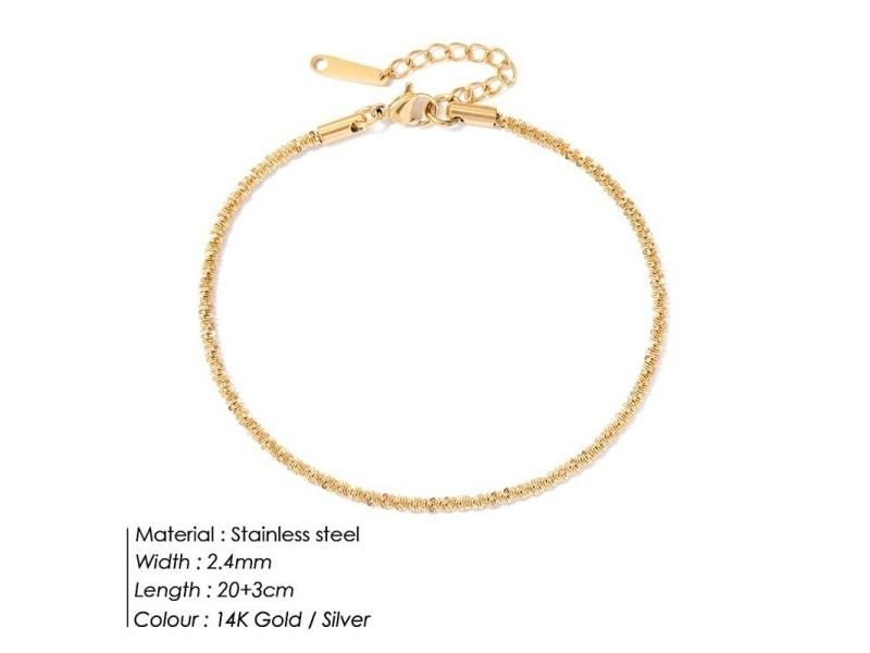 JUJIE 316L Stainless Steel Cuban Chain Anklets For Women/Men Beach Curb Link Carousel 1