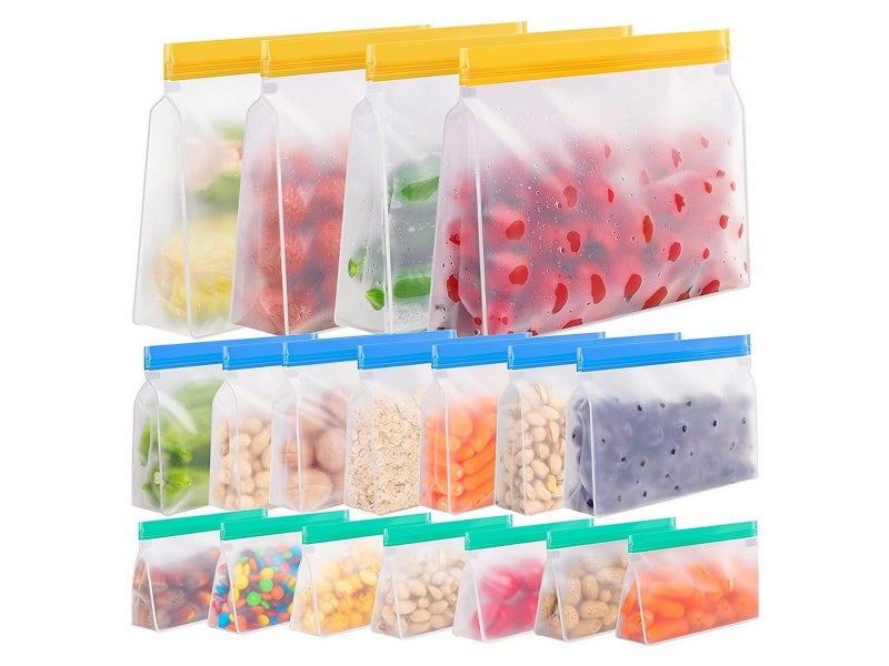 Set of 18Pcs Reusable Stand Up Food Bag Leakproof Ziplock Storage Bags Carousel 1