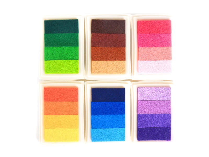 6 Park Ink Pad Rubber Stamps Craft Pigment Ink 24 Colour Carousel 8