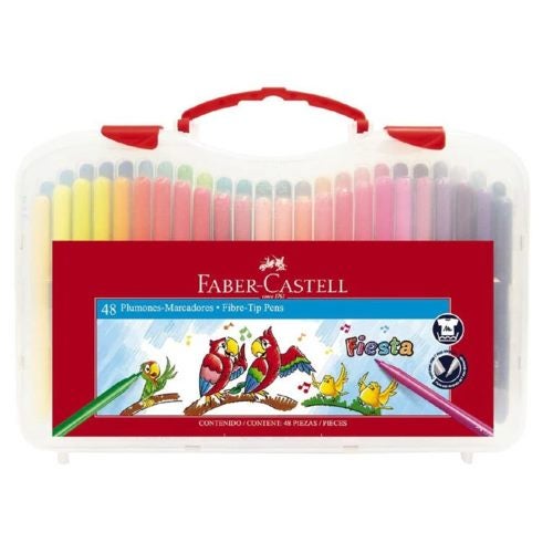 Faber-Castell Fiesta Fibre-tip Pens - Plastic Case of 48 Carousel 1