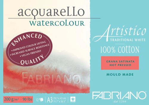 Fabriano Artistico Watercolour Enhanced Pad 12pk 200gsm A3 HOT PRESSED Carousel 1