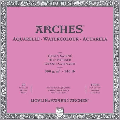 Arches Watercolour Natural White Block 300gsm Hot Pressed 20 Sheet 31x31cm Carousel 1