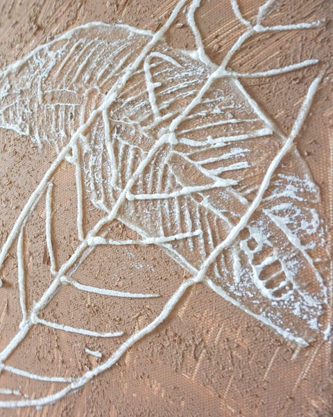 Rayell 50x70cm Premium Edition Wall Artwork Canvas Art Leaf Stencil Clay Orange Carousel 2