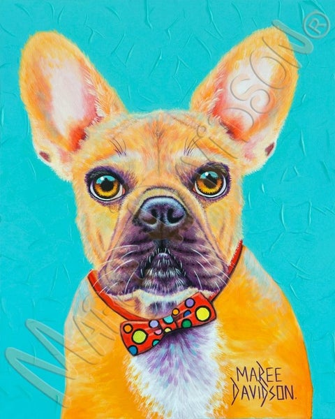 Aqua French Bulldog print by Maree Davidson Carousel 1