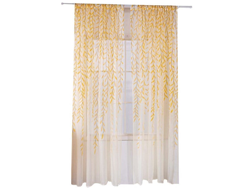 Pair of Willow Curtains Sheer Tulle Curtains Room Door Curtain Home Decor Yellow Carousel 1