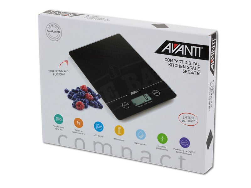Compact Digital Kitchen Scales 5Kg Black AVANTI Carousel 2