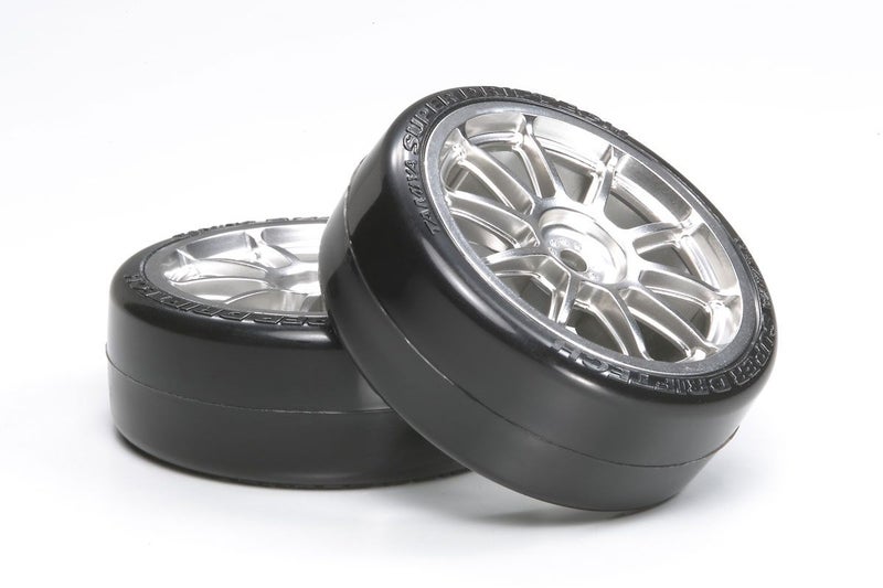 TAMIYA 54022 1/10 RC Metal-Plated 10-Spoke Wheel w/Cemented Super Driftech Tyres Carousel 1