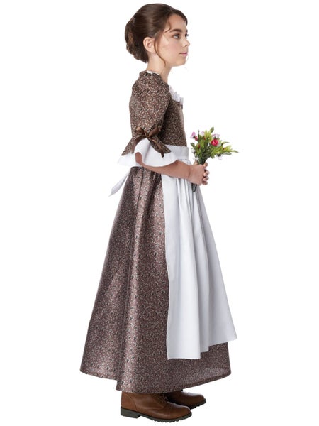 American Colonial Dress Pioneer Pilgrim Victorian Olden Day Girls Costume Carousel 2