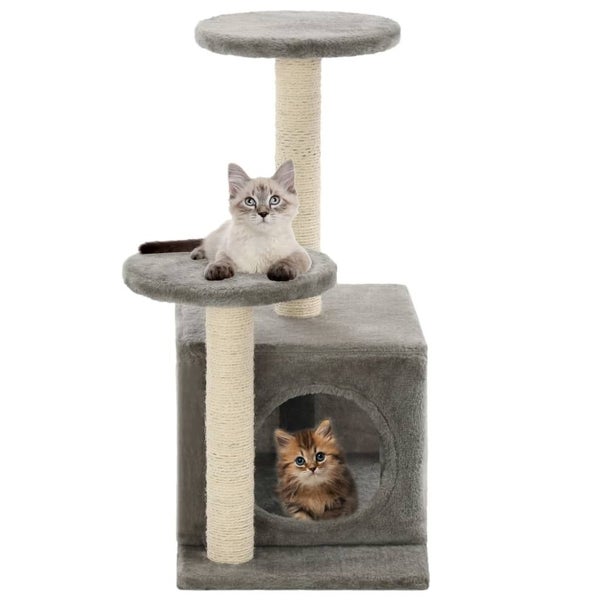 vidaXL Cat Tree with Sisal Scratching Posts 60 cm Grey Carousel 1