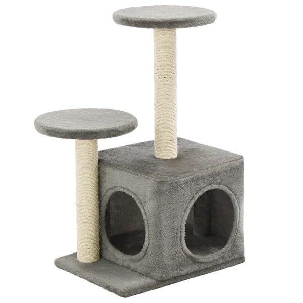 vidaXL Cat Tree with Sisal Scratching Posts 60 cm Grey Carousel 2