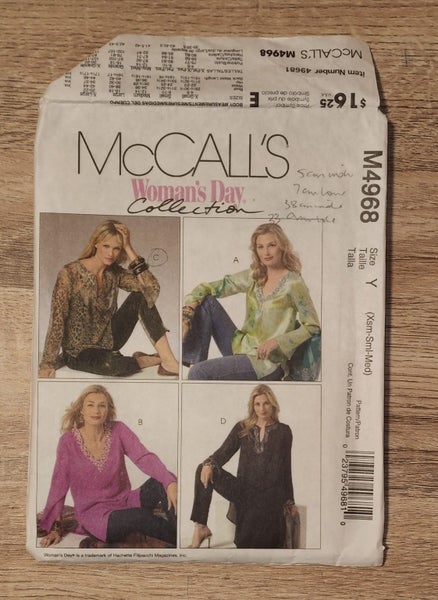 MCCALLS M4968 - MISSES PETITE TUNICS IN THREE LENGTHS - SIZE Y (XSM-SML-MED)64524869986305110