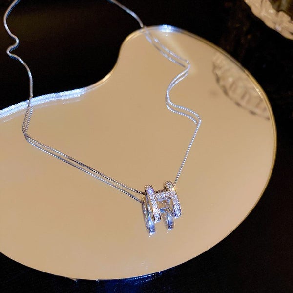 Letter H Necklace Niche Design Fashion Style Cubic Zirconia Clavicular Chain Carousel 2